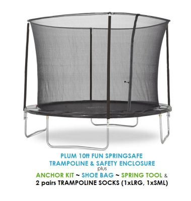 Plum 10ft Fun SpringSafe Trampoline with Enclosure